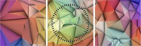 Obraz - Polygonálna abstrakcia (s hodinami) (90x30 cm)