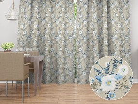 Biante Bavlnený záves Sandra SA-552 Modré popínavé kvety na béžovom 150x210 cm