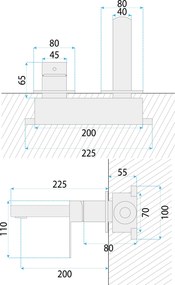 Rea Arlo, podomietková umývadlová batéria 200 mm + BOX inštalačný systém, čierna matná, REA-B5609