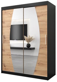 Šatníková skriňa 150 cm Eclipse (čierna matná + dub artisan). Akcia -23%. Vlastná spoľahlivá doprava až k Vám domov. 1063405