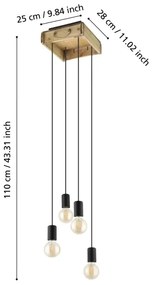 Eglo 43591 - Luster na lanku WOOTTON 4xE27/40W/230V