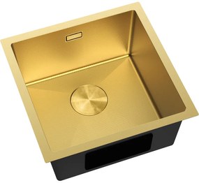 Mexen Trixo, 1-komorový nerezový drez 440 x 440 mm, brúsená zlatá, vzor voština, 6413441000-55HC