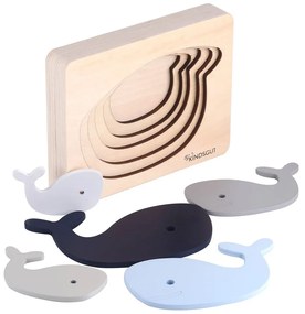 Drevené vkladacie puzzle Whale – Kindsgut