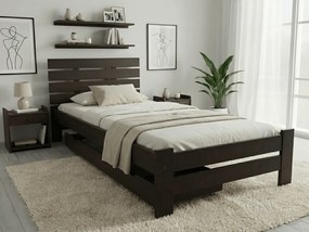 Posteľ PARIS zvýšená 90x200 cm, orech Rošt: S latkovým roštom, Matrac: Matrac DELUXE 10 cm