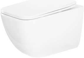 Rea Dexter, závesná WC misa Rimless Tornado 515x365x350 mm + WC sedadlo z duroplastu, biela lesklá, REA-C1278