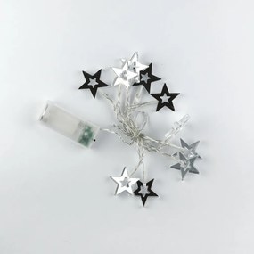 DECOLED Svetelná reťaz LED na batérie, 10 teplých bielych LED diód, 1,5 m, akrylové hviezdy