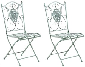 Kovová skladacia stolička Sibell (SET 2 ks) - Zelená antik