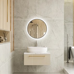 Erga Emma, okrúhle LED zrkadlo 50cm, čierny kovový rám, 1150 lm, 6500K, zadné osvetlenie, ERG-V01-201-5050-BK