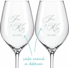 Svadobné poháre na víno Monogram lásky 2 ks