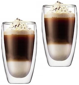 DomTextilu Sada 2 dvojstenných pohárov na kávu Latte long 450 ml, 2ks