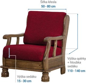 Super strečové poťahy NIAGARA bordó kreslo s drevenými rúčkami (š. 50 - 80 cm)