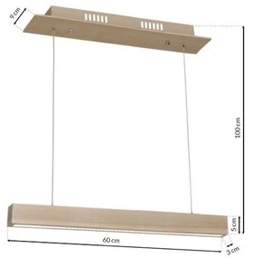 Závesné LED svietidlo Timber, 1x LED 12w, 3000k, drevo