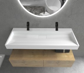 CERANO - Umývadlo z liateho mramoru Vita - nástenné aj na dosku - 2 otvory pre batériu - biela matná - 120x46 cm, CER-CER-8050BD6941