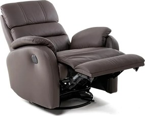 Kožené hojdacie kreslo s elektrickým polohovaním ELEGANT 1, tm. hnedá