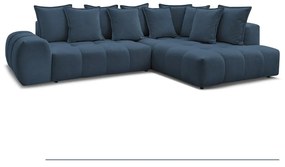 Tmavomodrá ženilková rozkladacia/s úložným priestorom rohová pohovka (pravý roh/do L) Everest – Bobochic Paris