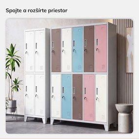 Skriňa BOZP odevná 10-dverová sivo-pastelová: BARTEK 1360 x 1720 x 450 mm