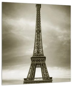 Obraz Eiffelovej veže a červeného auta (30x30 cm)