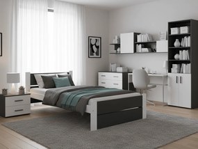 Posteľ IKAROS DOUBLE 90 x 200 cm, antracit/biela Rošt: S latkovým roštom, Matrac: Matrac DELUXE 10 cm
