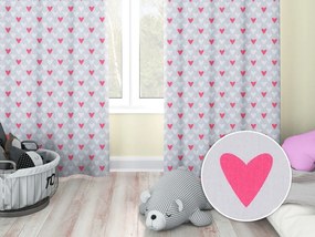Biante Detský bavlnený záves Sandra SA-015 Ružové srdce na sivom 150x180 cm