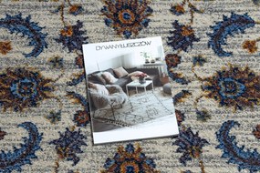 Koberec SOFT 6019 Kvetiny vzor rámu béžová / modrá /  červená