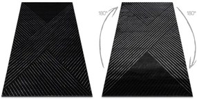 Koberec EMERALD exkluzívny A0084 glamour, styl, linie, geometrický čierny / strieborný