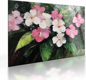 Sklenený obraz - Ružové a biele kvety (70x50 cm)