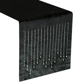 Dekorstudio Behúň na stôl ROYAL 3 z lesklého zamatu s kamienkami v čiernej farbe Rozmer behúňa (šírka x dĺžka): 35x180cm