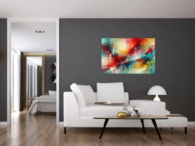 Obraz – Abstrakcia s červenou (90x60 cm)