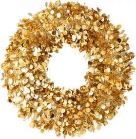 Zlatý lesklý vianočný veniec Sparkling XL – 75*75*7 cm