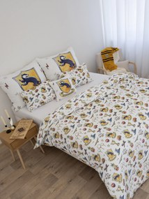 Predĺžené obliečky mikroplyš Harry Potter - Bifľomor biele 140 × 220 cm, 70 x 90 cm