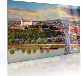 Sklenený obraz - Panorama Bratislavy, Slovensko (70x50 cm)