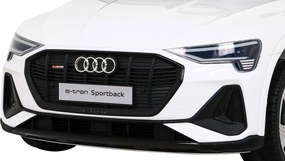 Ramiz Audi E-Tron Sportback pre deti Biela + Pilot + pohon 4x4 + pomalý štart + rádio MP3 + LED