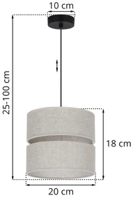 Závesné svietidlo Len, 1x svetlobéžové textilné tienidlo, (fi 20 cm), b
