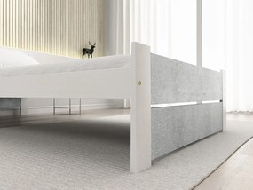 Posteľ IKAROS DOUBLE 90 x 200 cm, betón/biela Rošt: S latkovým roštom, Matrac: Matrac COCO MAXI 20 cm