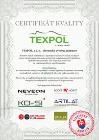 TEXPOL Partnerský PUR matrac TAMARA (AKCIA) Rozmer: 200x85, Poťahová látka: Aloe Vera Silver