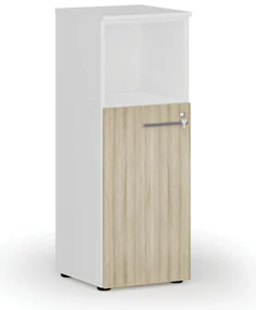 Kombinovaná kancelárska skriňa PRIMO WHITE, 400 x 420 x 1087 mm, biela/dub prírodná