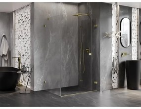 Mexen Lunar-F, 1-krídlový sprchový kút so skladacími dverami, pravý, 95 x 80 cm, 8mm číre sklo, zlatý lesklý profil, 836-095-080-50-00-P