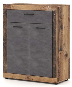 Komoda Luna 89,9 cm dub Matera tmavý/šedá