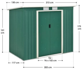 Záhradný domček na náradie, 267 x 181 cm, tmavozelený