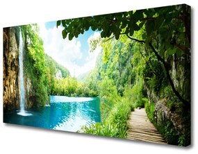 Obraz na plátne Vodopád jazero príroda 140x70 cm