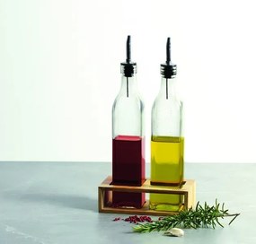 Fľaše na olej a ocot v bambusovom stojane GUSTO, 2x 480 ml