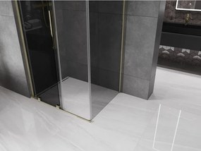 Mexen Velar L, sprchový kút s posuvnými dverami 90 x 85 cm, 8mm šedé sklo, zlatá lesklá, 871-090-085-43-50