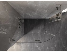 Mexen Lunar, L polkruhový sprchový kút naklápací doľava 90 x 80 cm, 8mm číre sklo, oceľový profil, 833L-090L-080P-97-00