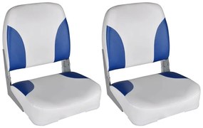 Lodné sedadlá 2 ks sklopné operadlo s modro-bielym vankúšom 41x36x48 cm