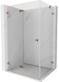Mexen Lunar-F, skladací sprchový kút ľavý 100 x 90 cm, 8mm číre sklo, ružové zlato 836-100-090-60-00-L