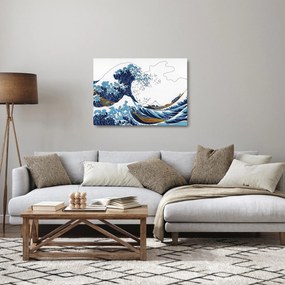 Sklenený obraz - Japonská kresba, vlny (70x50 cm)