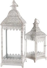 Set dvoch kovových lampášov biely JL326 (2 ks)