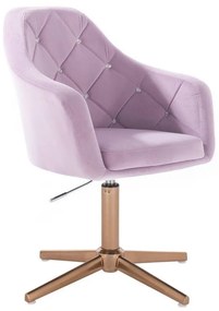 LuxuryForm DESIGN Kreslo ROMA VELUR na zlatom kríži - levanduľa