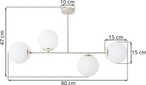 Stropné svietidlo Florence, 4x biele sklenené tienidlo, g/be, n