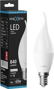 Mexen Nova, LED žiarovka plameň E14, C37, 8W, Teplá - 3000K, 840 lm - L106-E14-0830-01